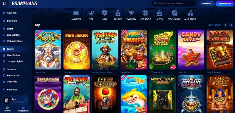 boomerangbet casino spiele